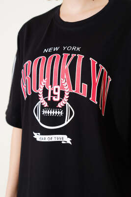 Brooklyn Baskılı T-shirt Siyah - Kadın Giyim Modelleri
