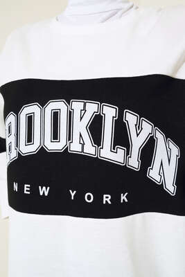 Brooklyn New York Baskılı Tunik Beyaz - Tunik
