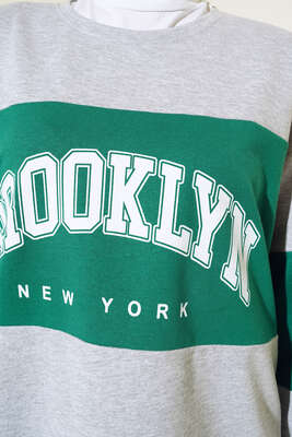 Brooklyn New York Baskılı Tunik Gri - Tunik