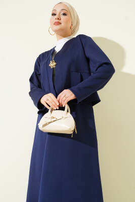 Broşlu Etekli İkili Takım Lacivert - İkili Takım