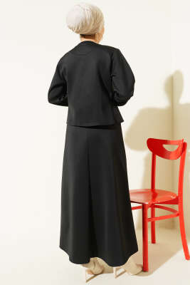 Broşlu Etekli İkili Takım Siyah - İkili Takım