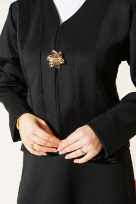 Broşlu Etekli İkili Takım Siyah - İkili Takım