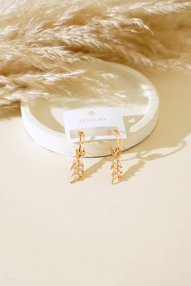 Buğday Taşlı Küpe Gold - Küpe