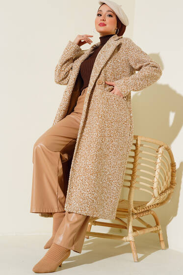 Bukle Uzun Kaban Latte - Kaban