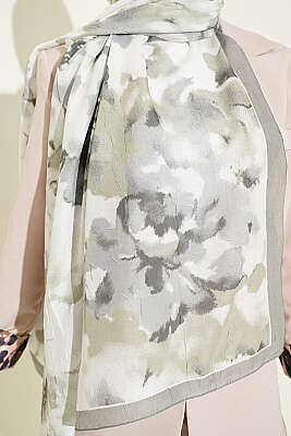 Bulut Desenli Bambu Kraş Şal Çağla Yeşili - Başörtüsü