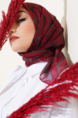 Bumerang Desen Eşarp Bordo 