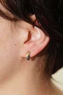 Burgu Desenli Küpe Gold - DEMİR BİJUTERİ