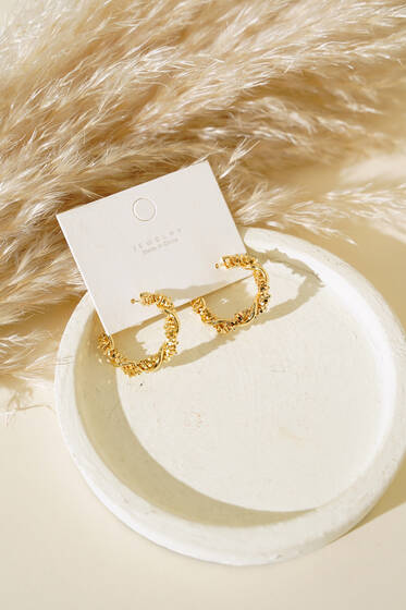 Burgulu Halka Küpe Gold - Küpe