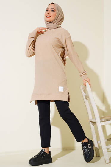 Bürümcük Armalı Tunik Bej - Tunik