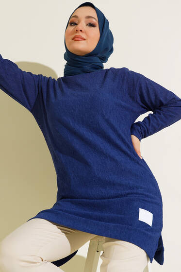 Bürümcük Armalı Tunik İndigo - Tunik