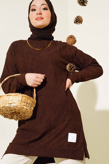 Bürümcük Armalı Tunik Kahve - Tunik