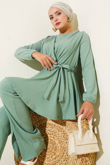 Bürümcük Bel Lastikli İkili Takım Çağla Yeşili - İkili Takım