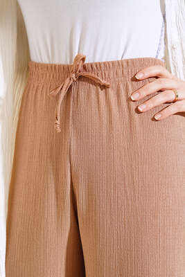 Bürümcük Bol Paça Pantolon Latte - Pantolon