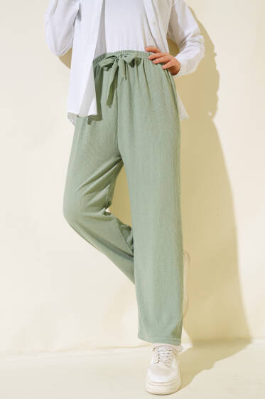 Bürümcük Bol Paça Pantolon Yeşil - Pantolon