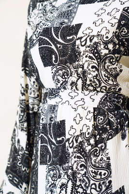 Bürümcük Elbise Desenli Siyah - Tesettür Elbise