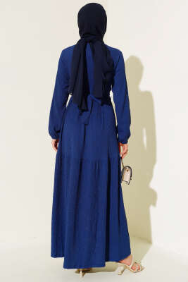 Bürümcük Kat Kat Elbise Lacivert - Tesettür Elbise