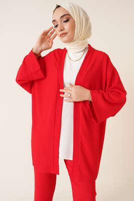 Bürümcük Kimono İkili Takım Kırmızı - İKİLİ TAKIM