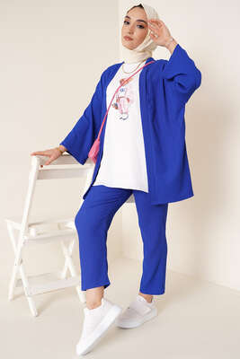 Bürümcük Kimono İkili Takım Saks 