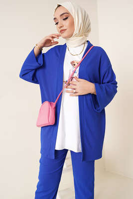 Bürümcük Kimono İkili Takım Saks - İKİLİ TAKIM