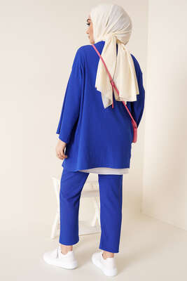 Bürümcük Kimono İkili Takım Saks - İKİLİ TAKIM