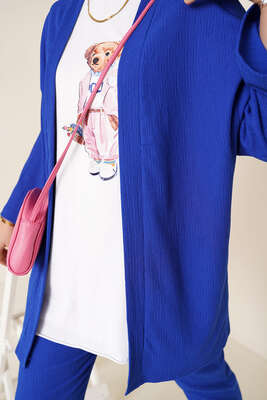 Bürümcük Kimono İkili Takım Saks - İKİLİ TAKIM