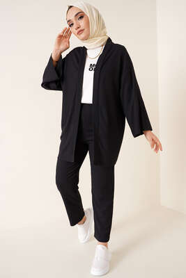 Bürümcük Kimono İkili Takım Siyah 