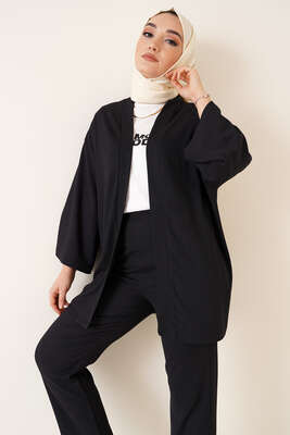 Bürümcük Kimono İkili Takım Siyah - İKİLİ TAKIM