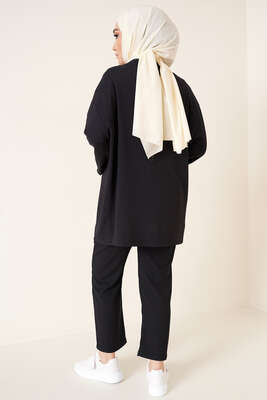 Bürümcük Kimono İkili Takım Siyah - İKİLİ TAKIM