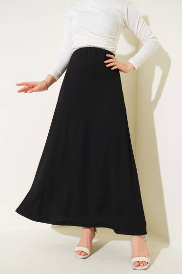 Bürümcük Kloş Etek Siyah - Uzun Etek