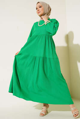 Bürümcük Kuşaksız Kumaş Elbise Benetton - Thumbnail
