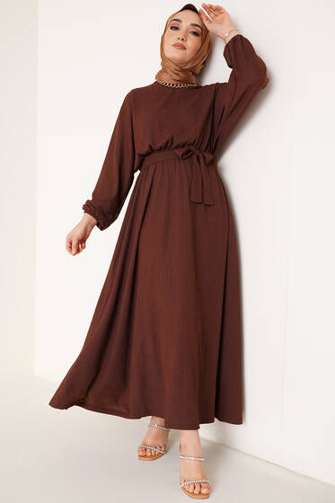 Bürümcük Mevlana Elbise Kahve - Tesettür Elbise