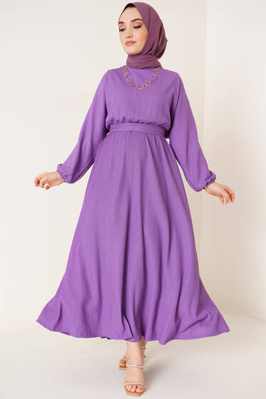Bürümcük Mevlana Elbise Lila - Tesettür Elbise