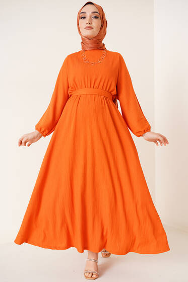 Bürümcük Mevlana Elbise Oranj - Tesettür Elbise