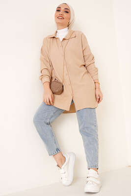 Bürümcük Salaş Gömlek Bej - Gömlek