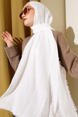 Bürümcük Soft Şal Beyaz - Başörtüsü