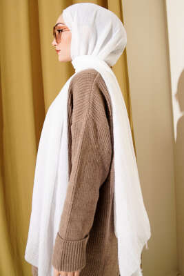 Bürümcük Soft Şal Beyaz - Başörtüsü