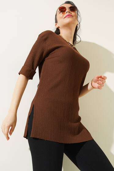 Bürümcük Tshirt Kahve - Kadın Giyim Modelleri