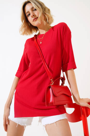 Bürümcük Tshirt Kırmızı - Kadın Giyim Modelleri