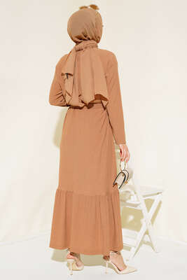 Bürümcüklü Kuşaklı Kat Elbise Camel - 300-500 TL Ürünler
