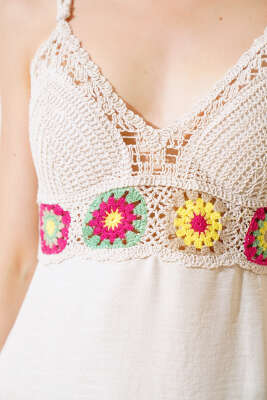 Büstiyer Dantelli Elbise Bej - Kadın Giyim Modelleri