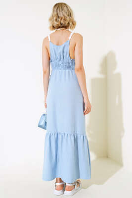 Büstiyer Dantelli Elbise Mavi - Kadın Giyim Modelleri