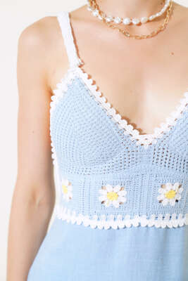 Büstiyer Dantelli Elbise Mavi - Kadın Giyim Modelleri