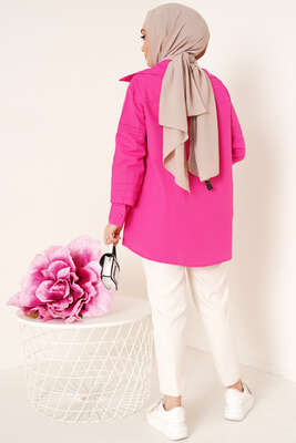 Buton Düğmeli Gömlek Fuşya - Gömlek