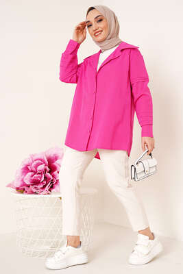 Buton Düğmeli Gömlek Fuşya - Gömlek