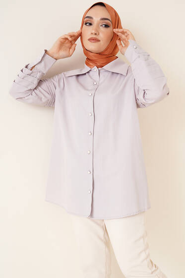Buton Düğmeli Gömlek Gri - Gömlek