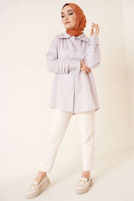 Buton Düğmeli Gömlek Gri - Gömlek