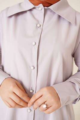 Buton Düğmeli Gömlek Gri - Gömlek