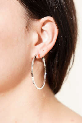 Büyük Boy Halka Küpe Gümüş - KONYALI BİJUTERİ