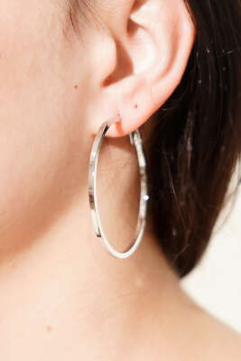 Büyük Boy Halka Küpe Gümüş - Küpe