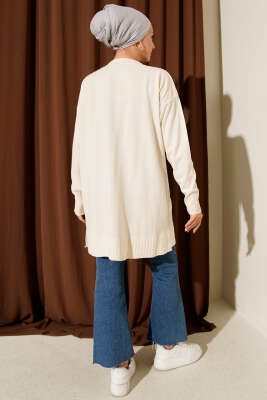 Büyük Çiçek Desenli Triko Tunik Ekru - 500-700 TL Ürünler